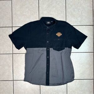 Men’s Large Harley Davidson Motorcycles Logo Button Down Short Sleeve Shirt